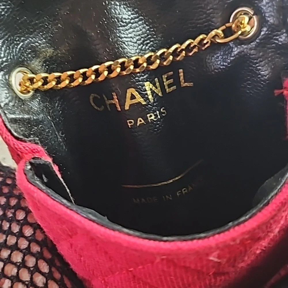 Chanel Red Cloth Front Flap Micro Gold Chain Purse Bag - Picture 8 of 8